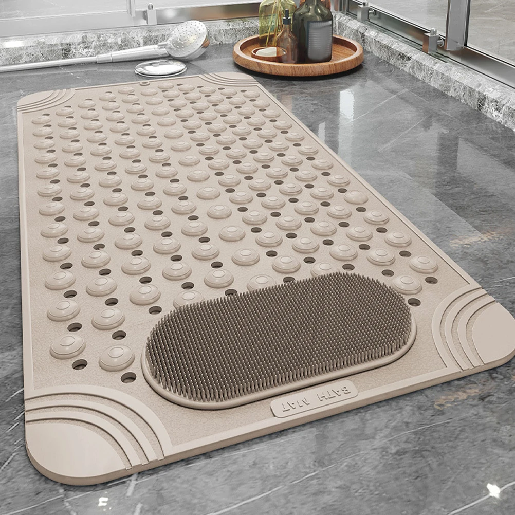 

Anti-slip Bath Mat Shower Foot Scrubber Wall Mounted Suction Cups PVC Back Scrubber for Bathroom Floor Wear-Resistant