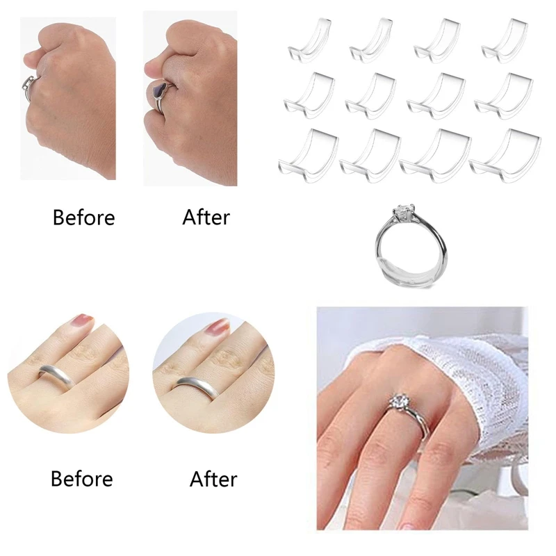 12Pcs Invisible Ring Size Adjuster For Loose Rings Ring Adjuster Fit Any Rings Ring Clips To Make Rings Smaller Ring Easy To Use