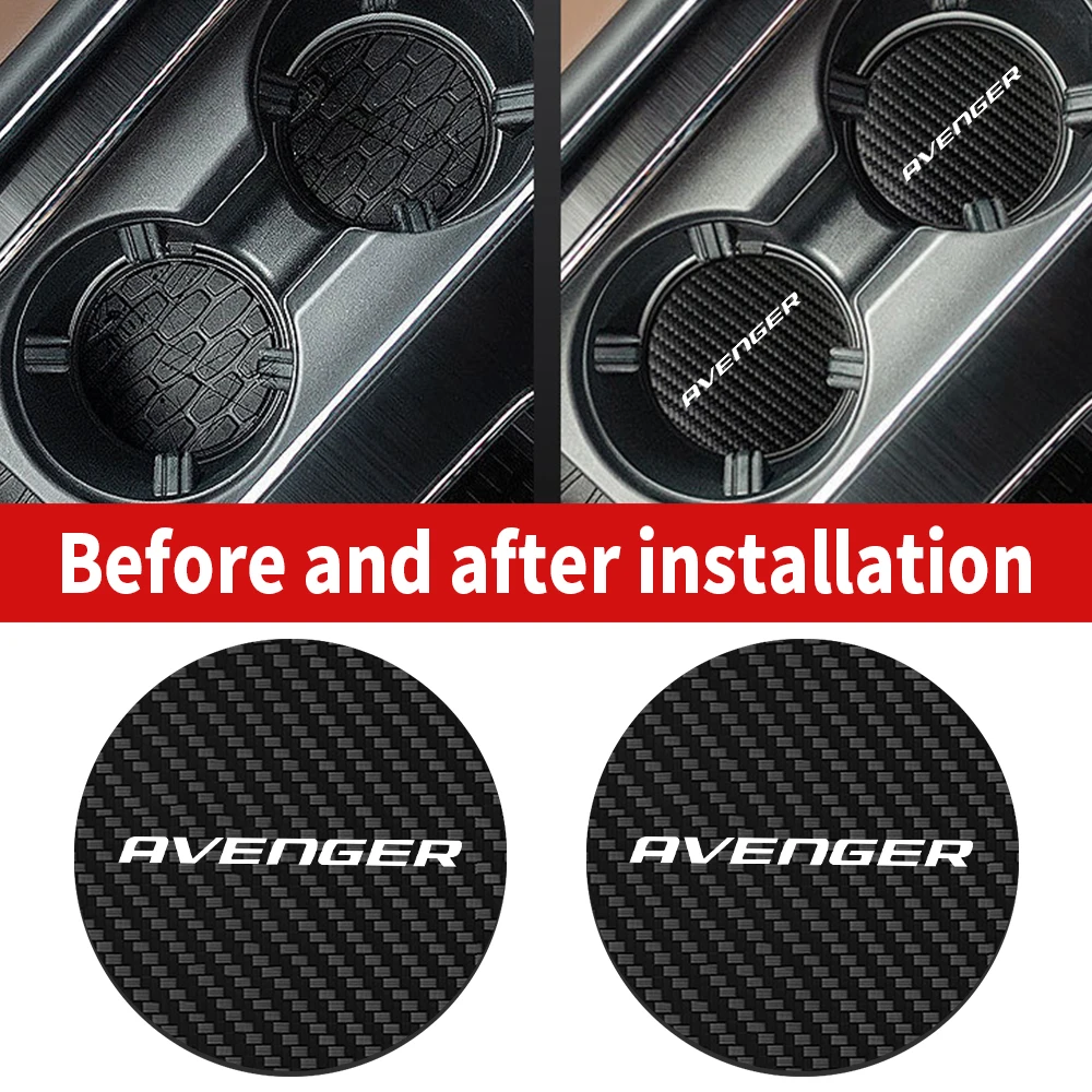 Car Cup Slot Non-Slip Mat Carbon Fiber Coaster Water Cup Holder Accessories For Dodge AVENGER CHARGER DART NITRO RAM SXT DURANGO