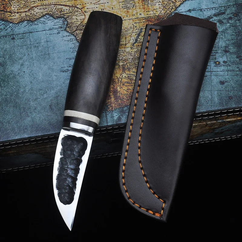 

High Quality 1095 High Carbon Steel Forged Straight Knife Camping Hiking Fixed Knife Solid Wood Handle Utilitie EDC Tools
