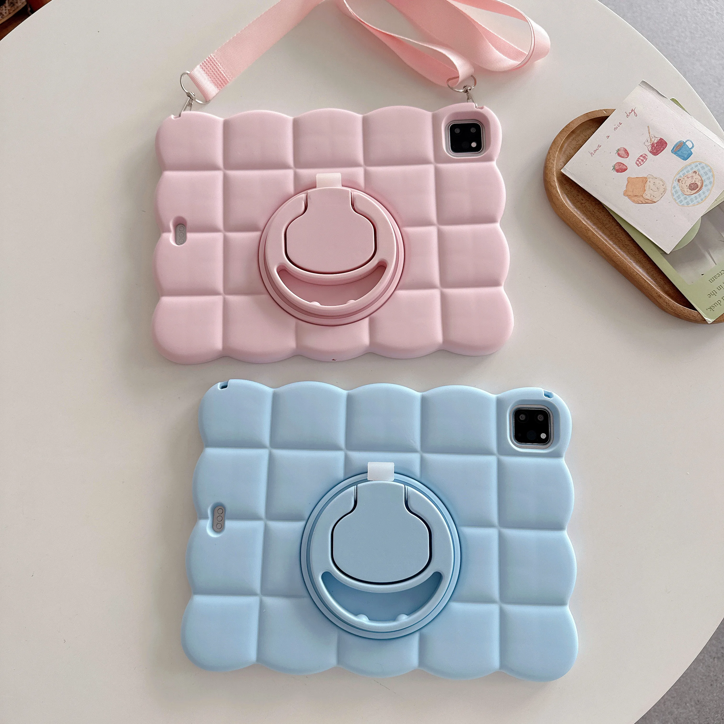 For iPad 11 11th 2025 A16 Air 11 2024 M2 M3 10th 2022  Pro 11 Air 4 5 10.2 9th 9.7 6th Case Cartoon Square Silicone Kids Cover