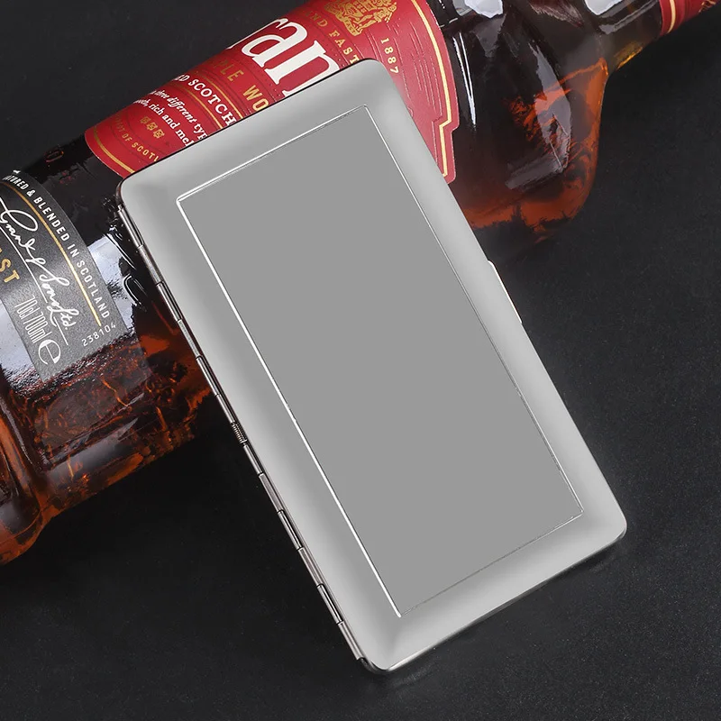 120mm Lengthen Portable Thin Metal Cigarette Case Cigarettes Men Universal Cigarette Holder Smoking Accessory Silver