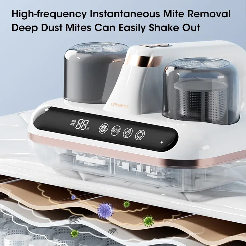 10KPa UV Mite Remover New Mattress Vacuum Cordless Handheld Cleaner Powerful Suction for Cleaning Bed Pillows Clothes Sofa