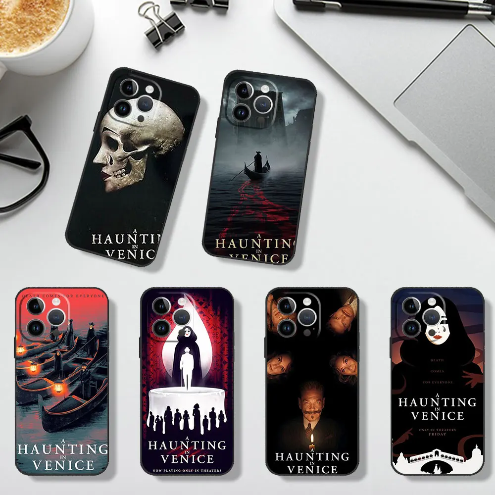 A H-Haunting in Venice Movie Phone Case for iPhone 12 11 13 14 15 16 Pro Max Plus Black Soft Silicone Cover