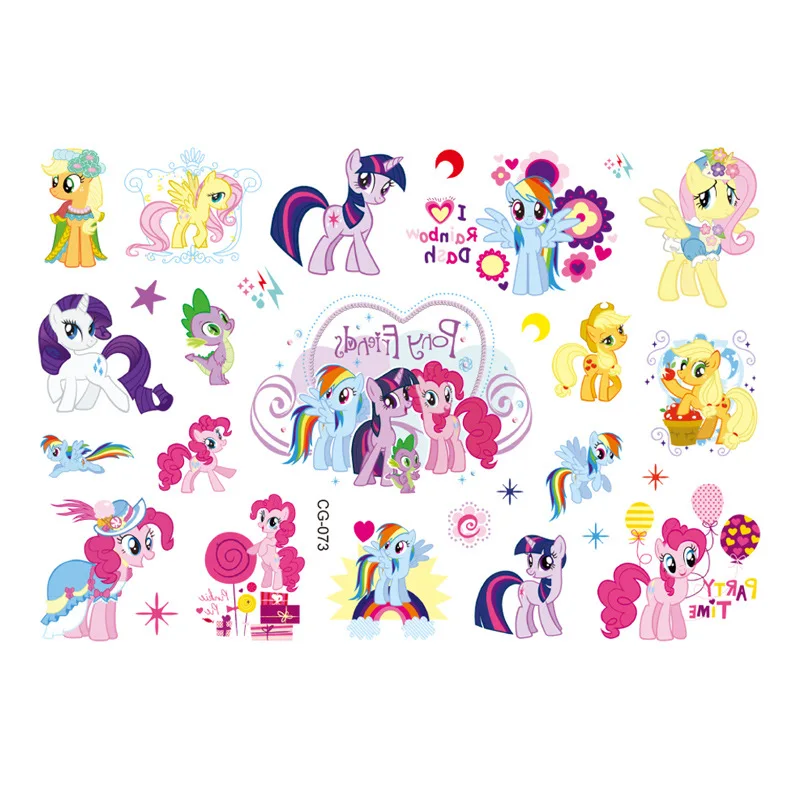 Anime Temporário Adesivos para Crianças, Tatuagem My Little Pony, Twilight Sparkle, Rarity AppleJack, Personalidade, Brinquedos de Festa, Presentes