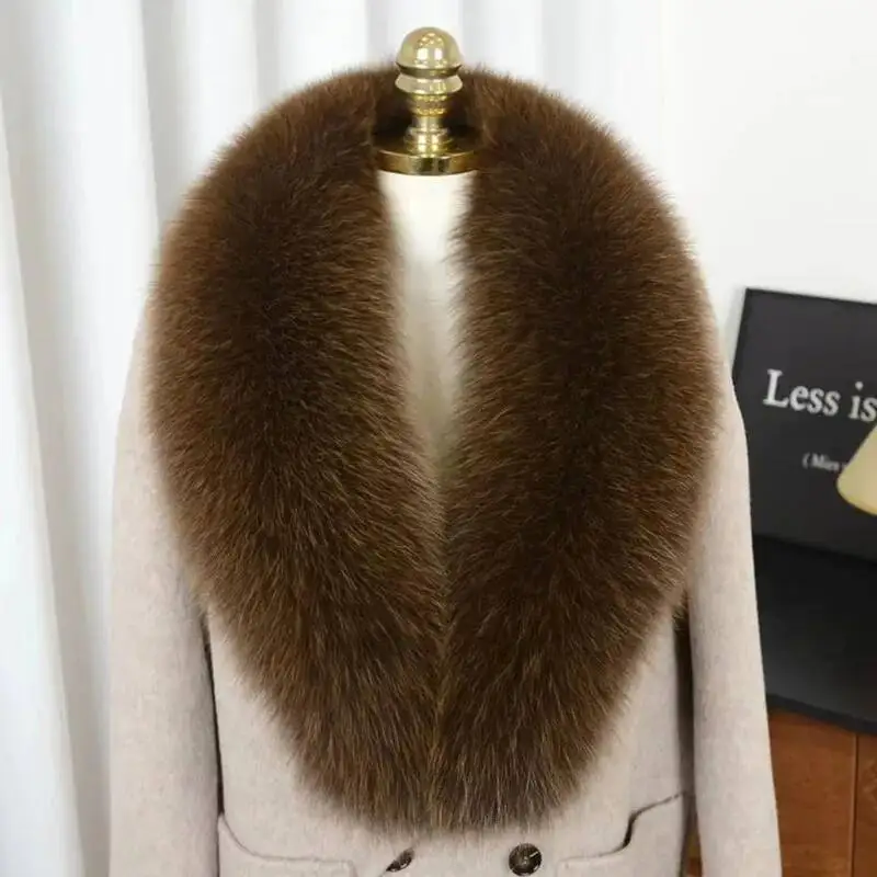 Real Fox Fur Collar for Women Men's Coat Jacket Extra Large Size Natural Fur Scarf Winter Neck Warm Shawls Luxury Black Warps