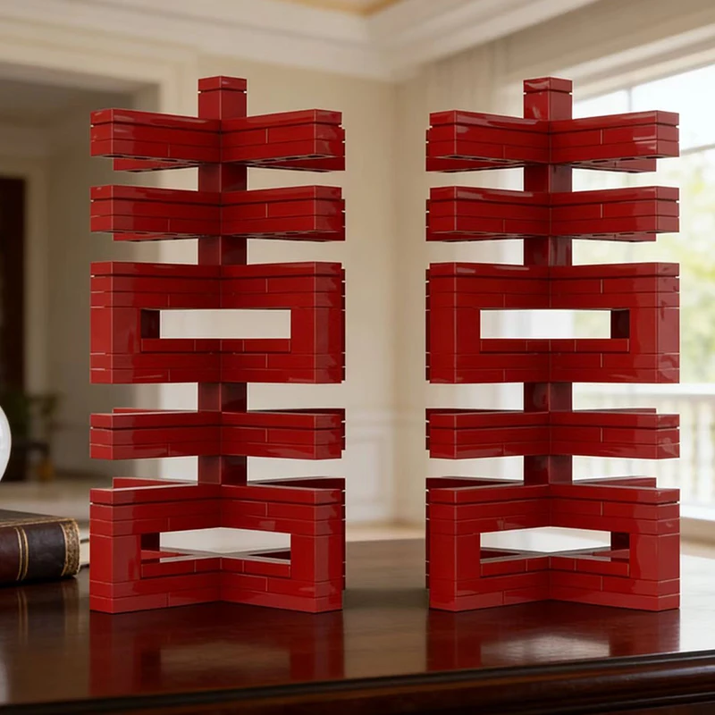 232 PCS Romantic Chinese Character：Big Cross Happiness MOC Customize Modular Building Block Kids Design DIY Holiday Toy Gifts view 6