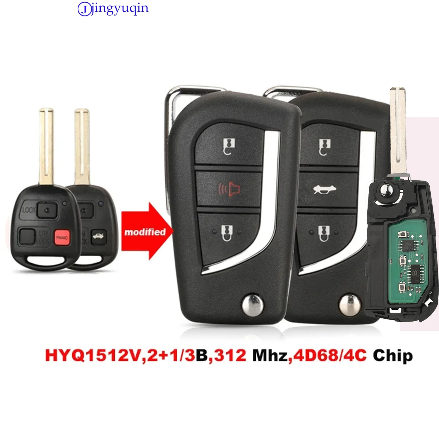 

jingyuqin Remote car key For Lexus ES300 FJ GX470 HYQ1512V LX470/570 RX300 GS300 IS200 Car Key 312Mhz 4D68/4C Chip