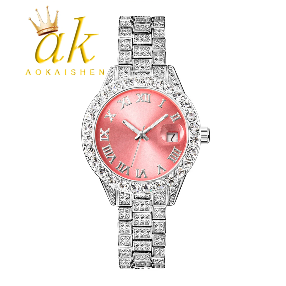 Aokaishen Pink Women Watch Luxury Small Face Elegant Quartz for Ladies Icy Look Party Jewelry Mini Babe So Cute Arm Clock