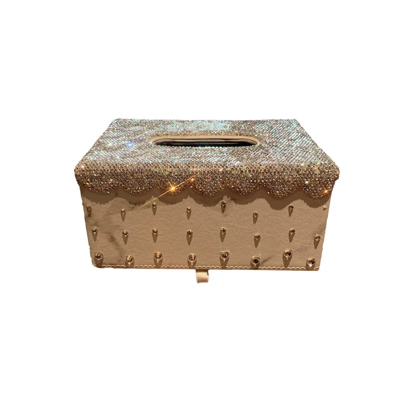 Light luxury high-value tissue box, home living room dining table, high-end diamond-inlaid paper  desktop creative and exqui