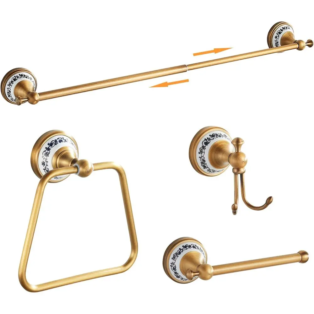 

Набор аксессуаров для ванной комнаты из античной бронзы: регулируемая вешалка для полотенец, держатель для туалетной бумаги, держатель для полотенец для рук, крючок, настенные аксессуары.