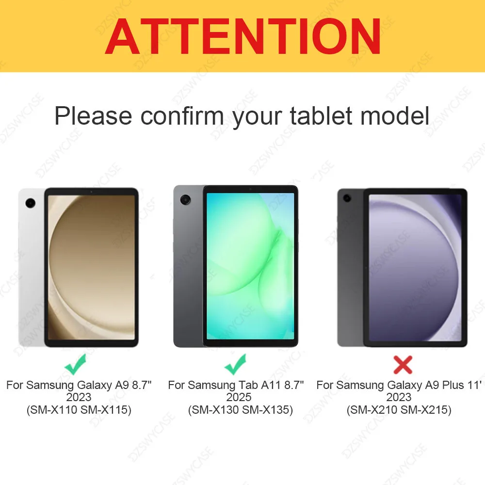 Silicone Case for Samsung Galaxy Tab A9/A11 8.7 inch SM-X110 X130, Trifold Stand Slim Flip Cover, Support Auto Sleep/Wake