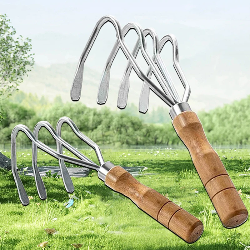 

1Pc 3/4 Feet Rake With Wooden Handle Sea Ru Squat Tidal Experience Oyster Hami Tidal Flat Kalkurido Garden Farm