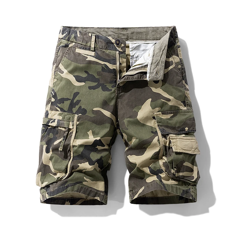Summer Men Cotton Camouflage Cargo Shorts Men Jogger Casual Beach Shorts Man Bermuda Multi Pocket Work Safari Short Pant Trouser