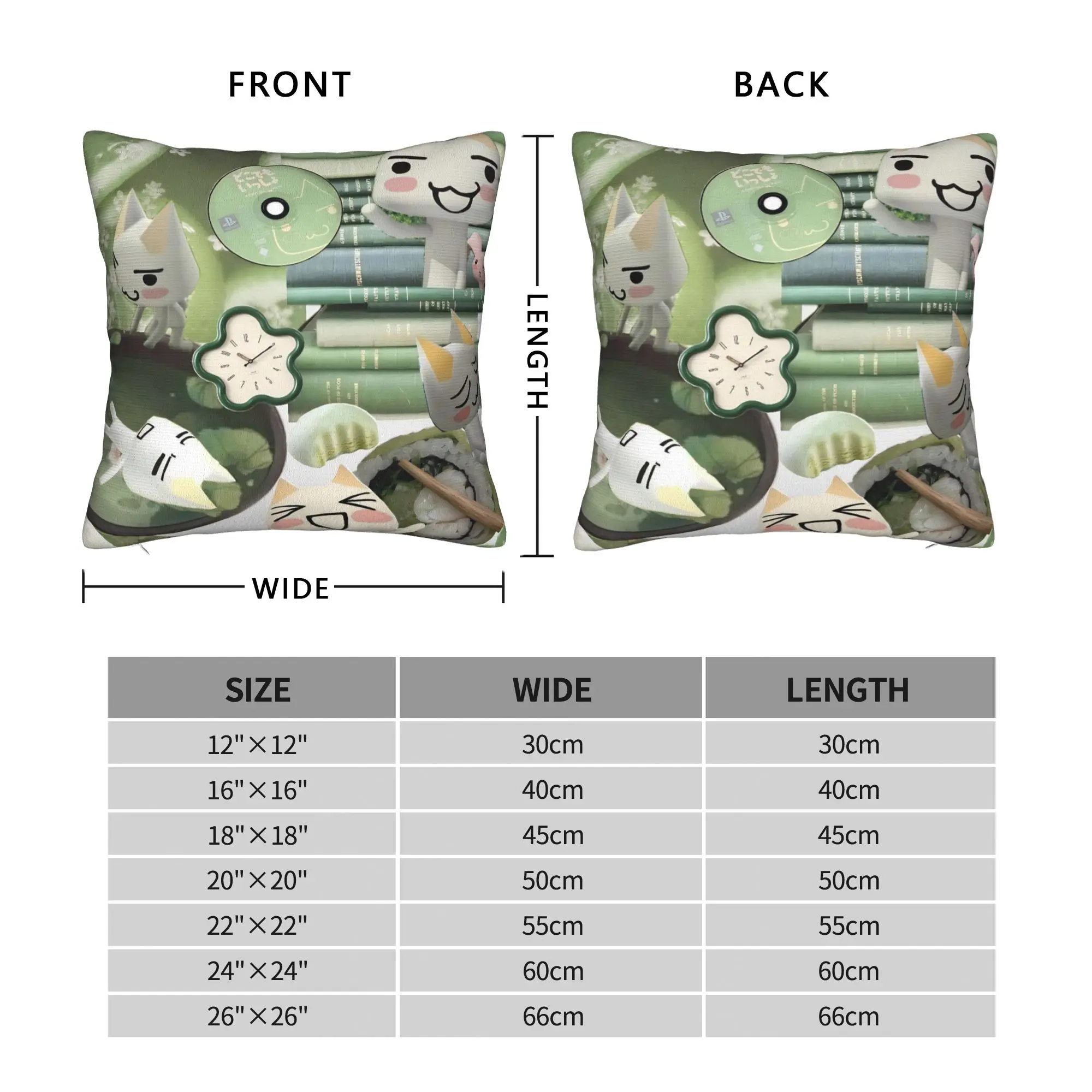 Toro Inoue Cat Square Pillow Case Polyester Throw Pillow Kawaii Neko , Novelty Pillowcover Home Decor