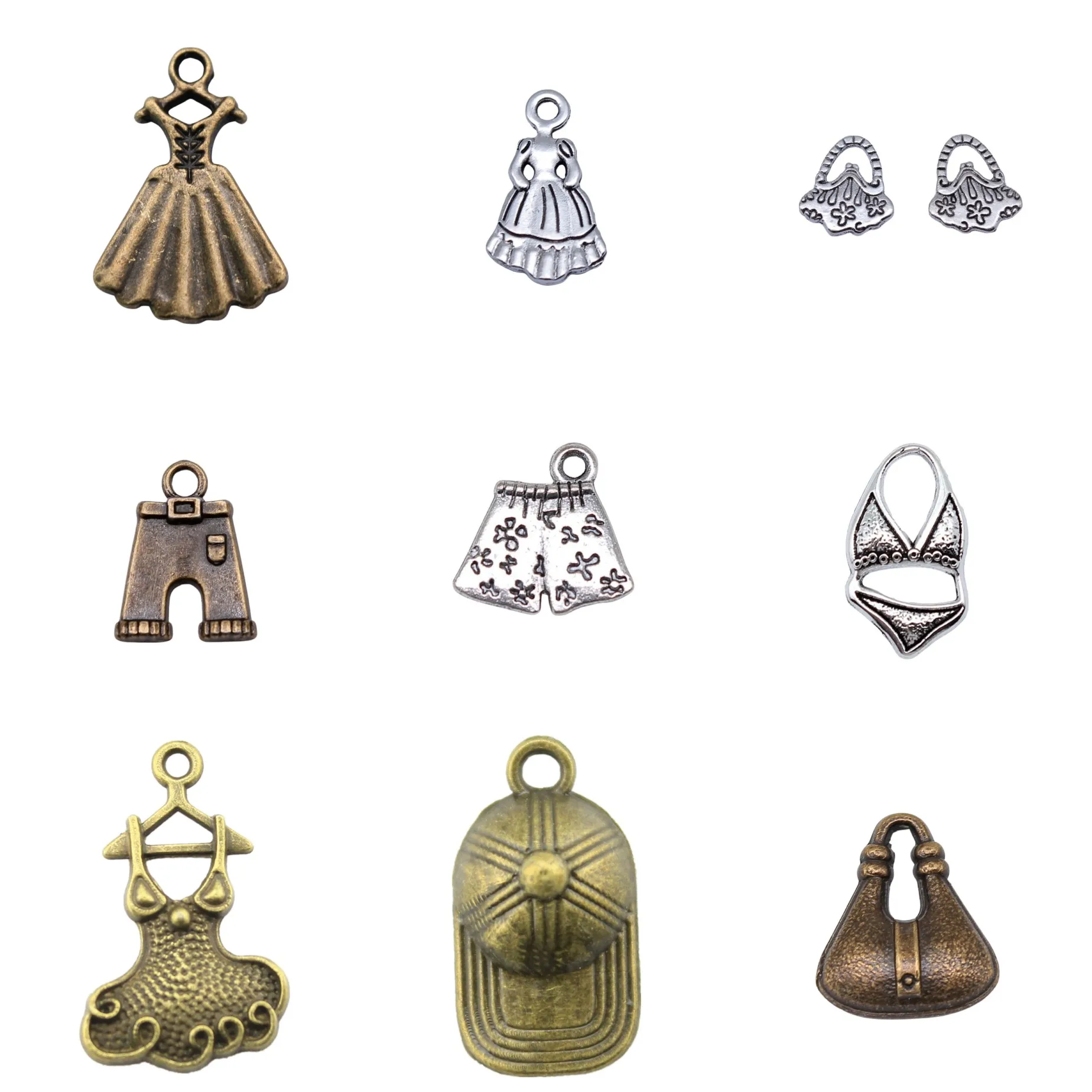 Antique Silver Color Clothes Handbag Mini Charms Pendant Fashion For Bracelet Necklace Earring Jewelry Making Findings