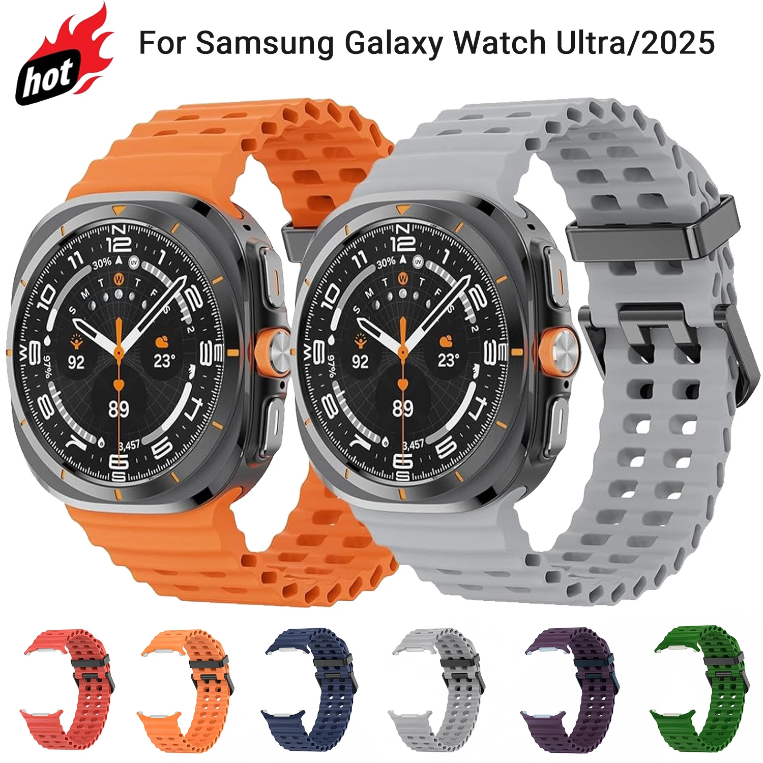 Ocean Silicone Strap for Samsung Galaxy Watch Ultra 2025 Sports Marine Bracelet Wristband Galaxy Watch Ultra 47mm Accessories
