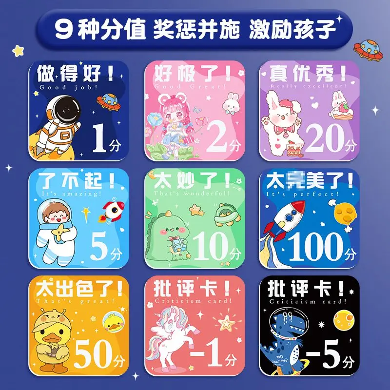 Reward points card Primary school children praise exchange currency card Family kindergarten lucky incentive class extra points