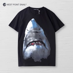 Men Women T-Shirt Shark Graphic Print Couple Tees Casual Beach Style Gothic Hip Hop O-Neck Tshirt Oversized Short Sleeve Tops