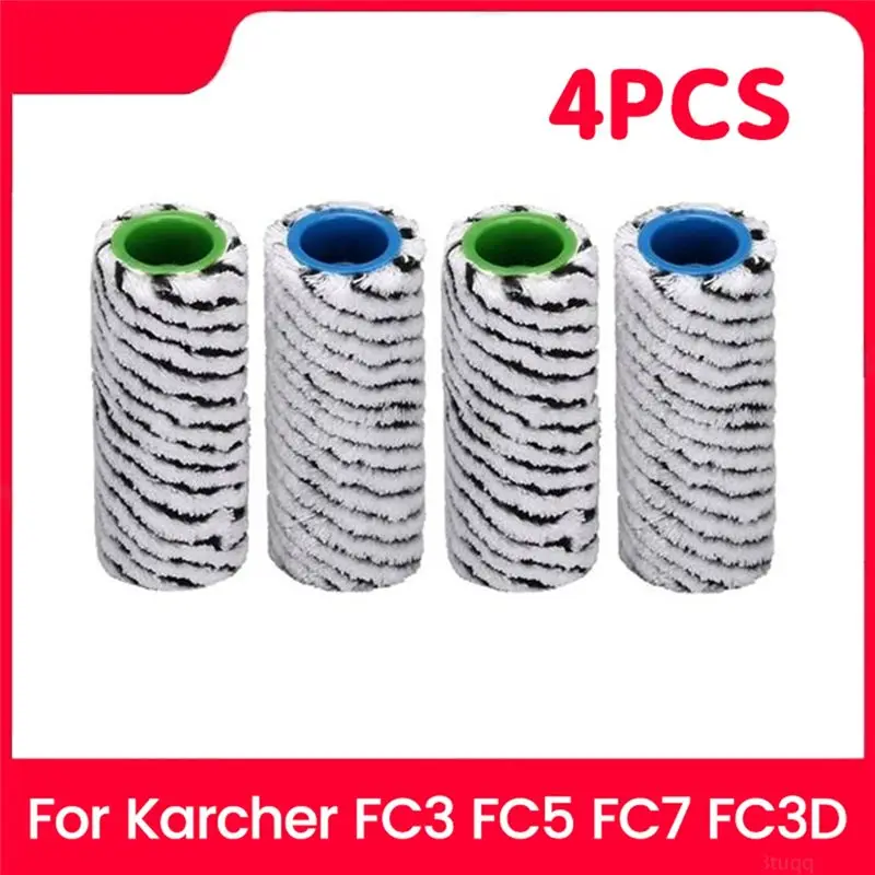 AEE4-4PCS For Karcher FC3 FC5 FC7 FC3D Multi-Surface Roller Set Microfiber Washable Roller Brush Vacuum Cleaner Accessories