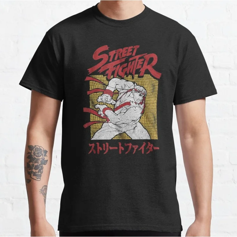 

Characters Comic 80s Combat Street fighter Gift t shirt Retro Arcade game Graphic Tee Y2K Clothes Large size Tops S-6XL