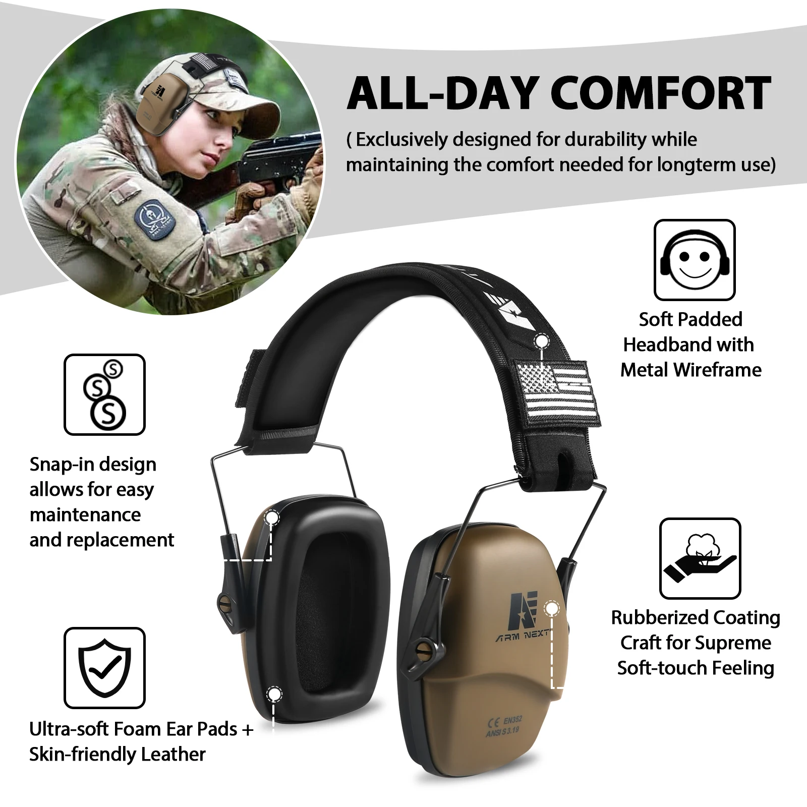 

Safety Shooting Hearing Protections Earmuffs For Tactical Hunting Noise Reduction Soundproof Headset