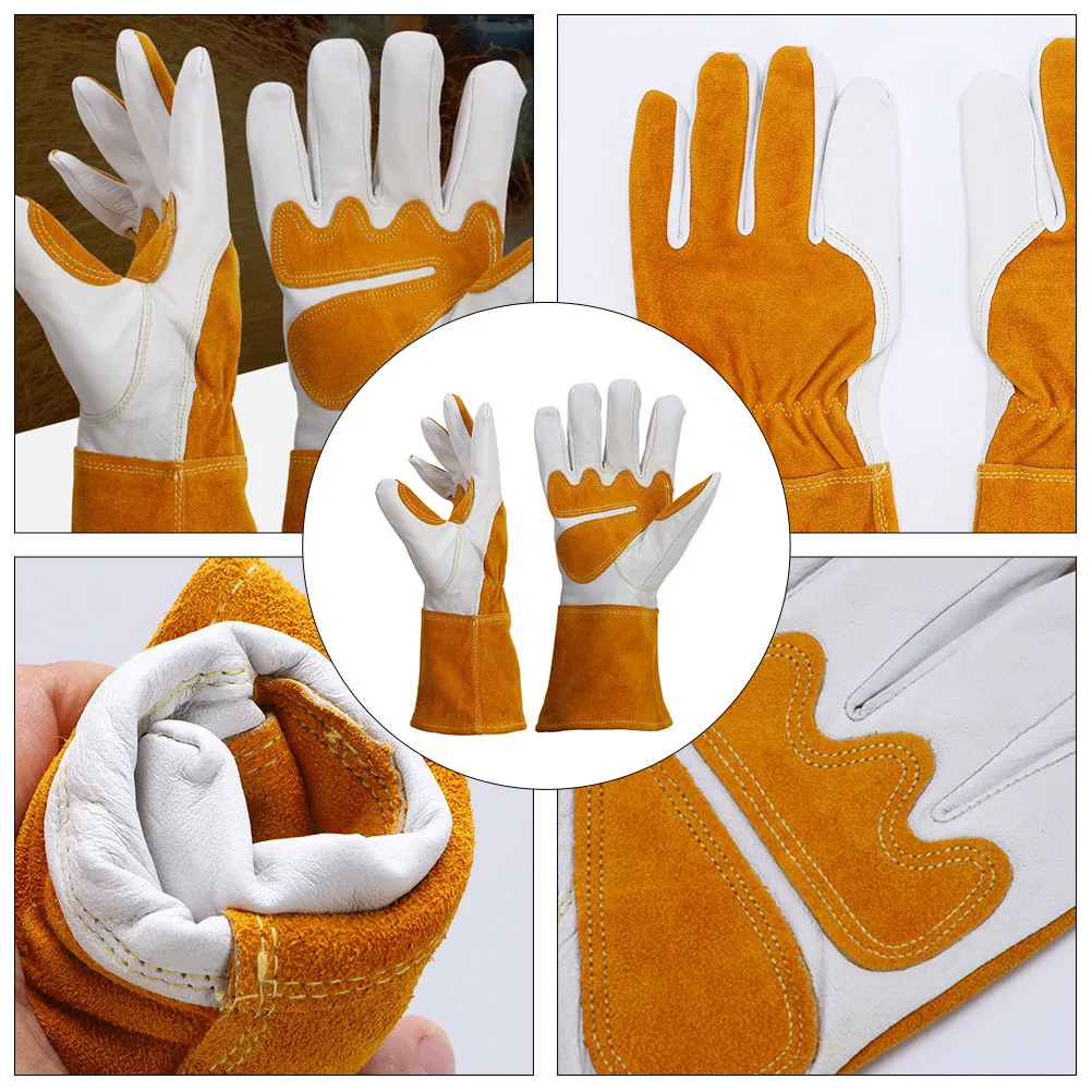 

1Pair Gardening Protective Gloves Adjustable Wrist Heavy Duty Sheepskin Work Gloves for Outdoor Yard Landscaping