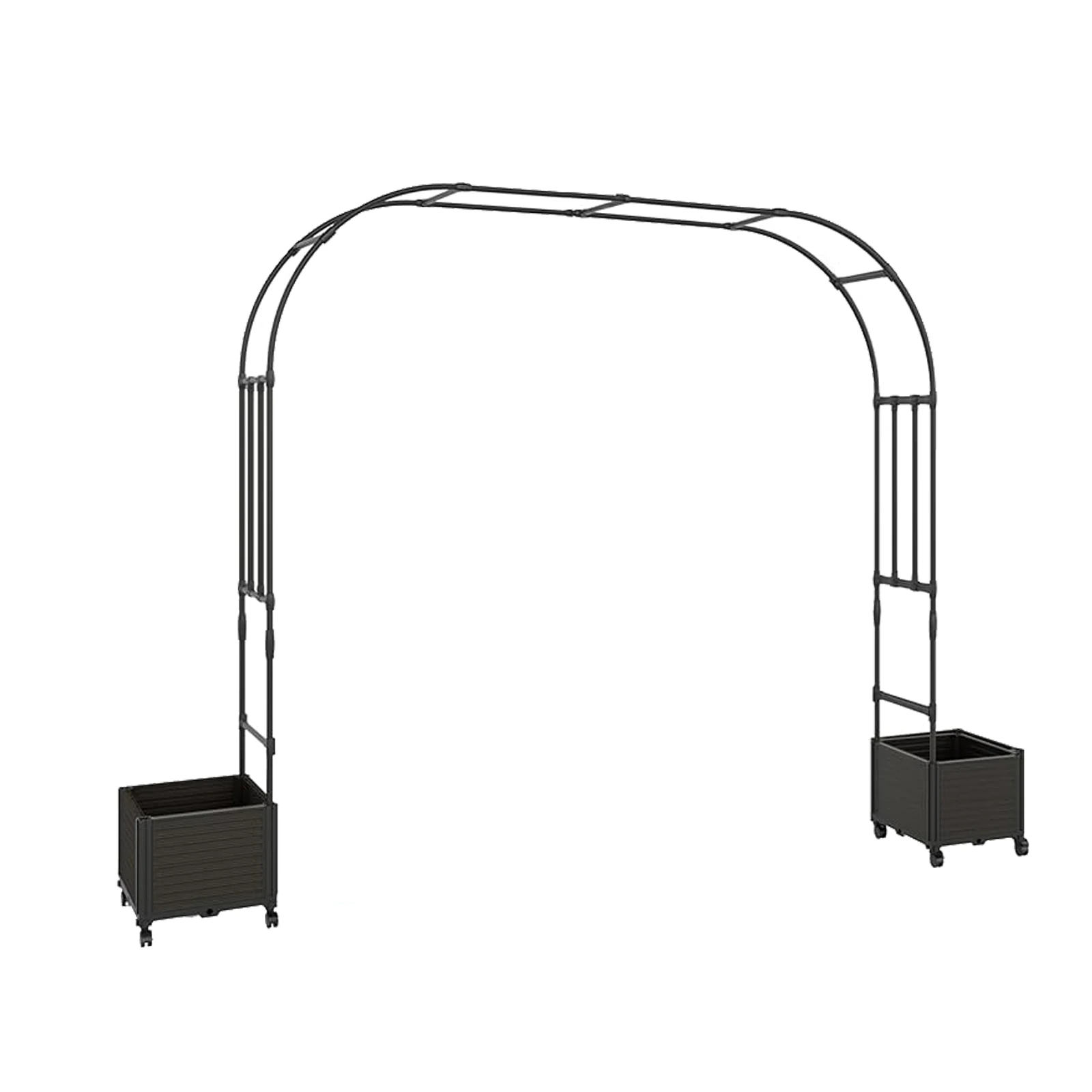 Arch Trellis with Planter Box -Wedding Ceremony Decorations with Wheels, Metal Arch for Garden Arbor Trellis and Climbing Plant