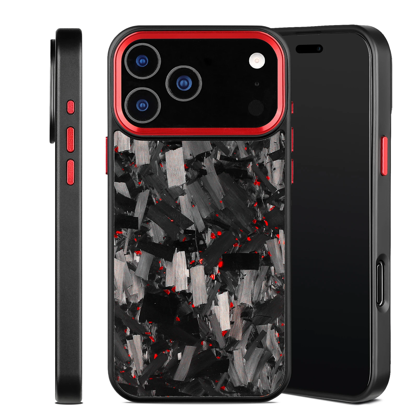 

Бронированный чехол из 100% углеродного волокна для iPhone 17, 16, 15, 14, 13, 12 Pro Max/Pro, металлический каркас, защитный чехол из кованого волокна с беспроводной зарядкой