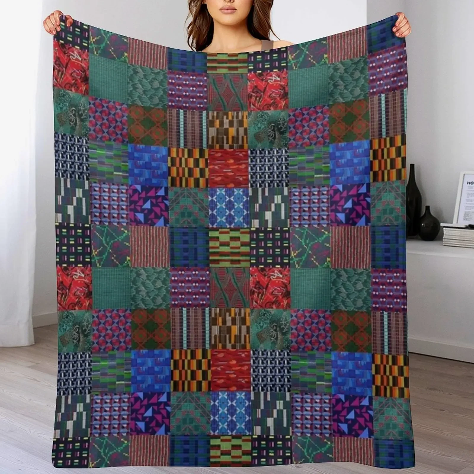 LONDON TRANSPORT FABRIC MONTAGE MOQUETTE SEAT COVER Throw Blanket Warm Accent Blanket for Living Room Decoration