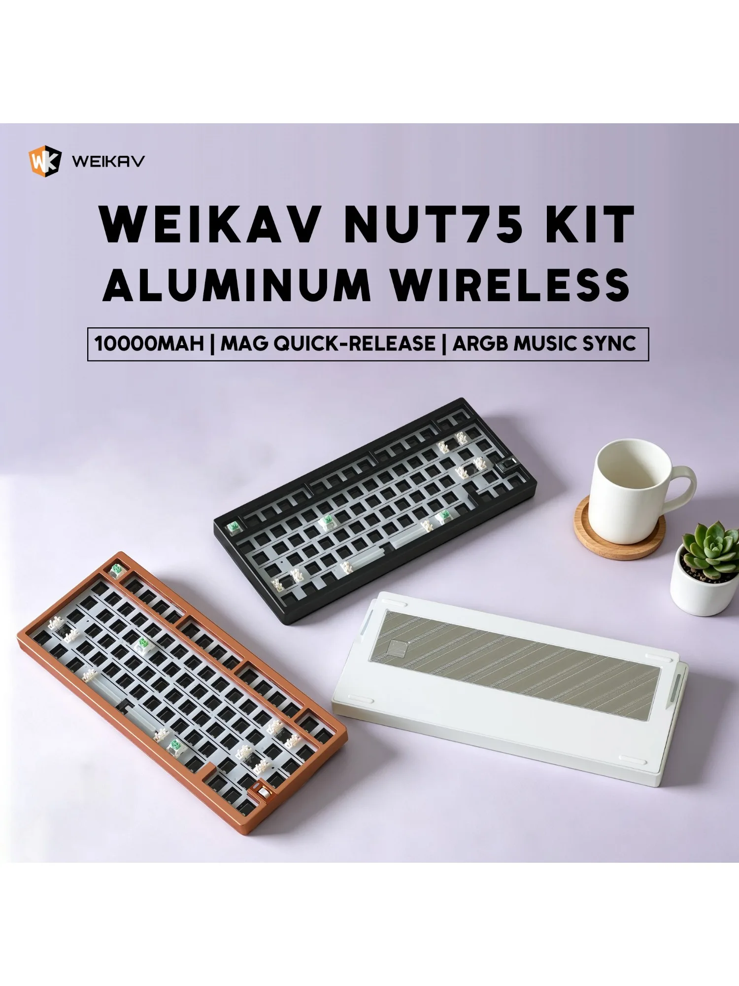 ( W MAGAZYNIE Oryginalny ) WEIKAV NUT75 NUT65 Aluminiowy Bezprzewodowy Zestaw Mechanicznej Klawiatury Gamingowej Bluetooth RGB Hotswap Klawiatura dla Graczy — 2