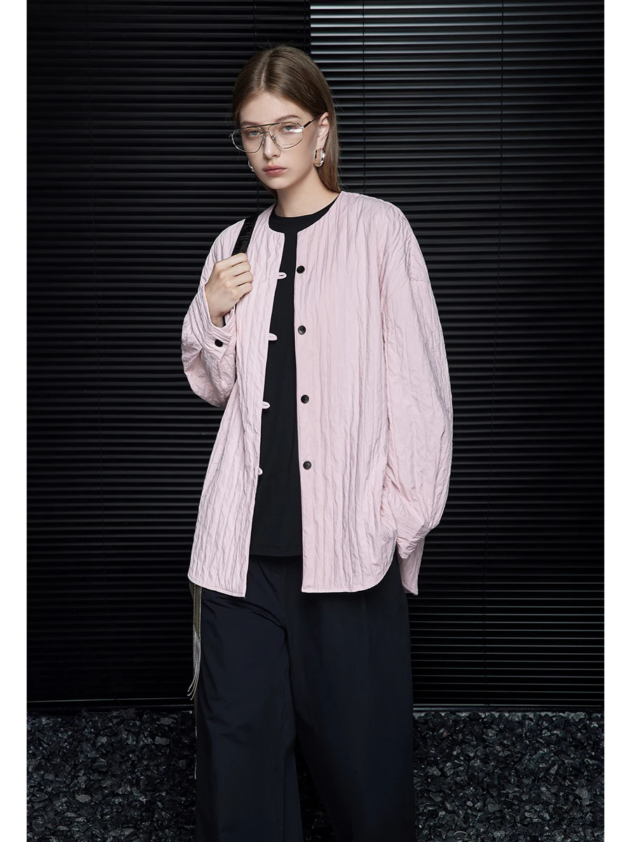 

Розовая повседневная женская куртка свободного кроя, уникальный простой дизайн, весна-осень, новинка, модная верхняя одежда