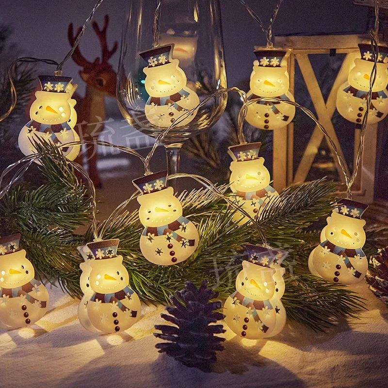 Christmas String Lights Hanging Star Snowflake Snowman Lights Strip Balls Ornaments Lamps for Christmas Tree Home Outdoor Decors