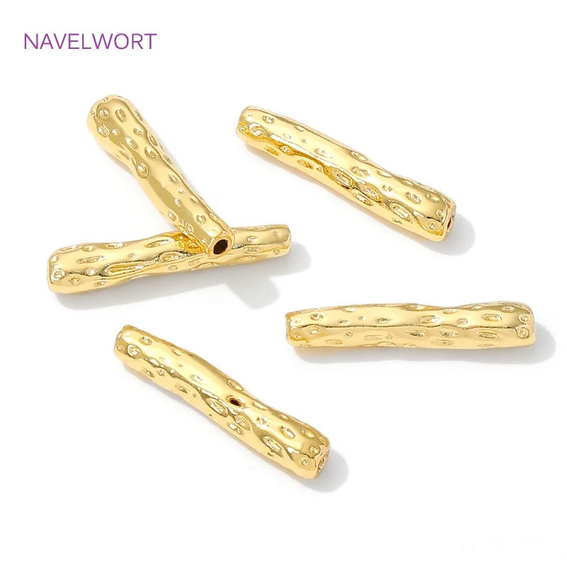 18K Gold Plated Irregular Long Strips Beads Separators,Brass Spacers Bead For Jewlery Making DIY Bracelet Making Accessories image 6