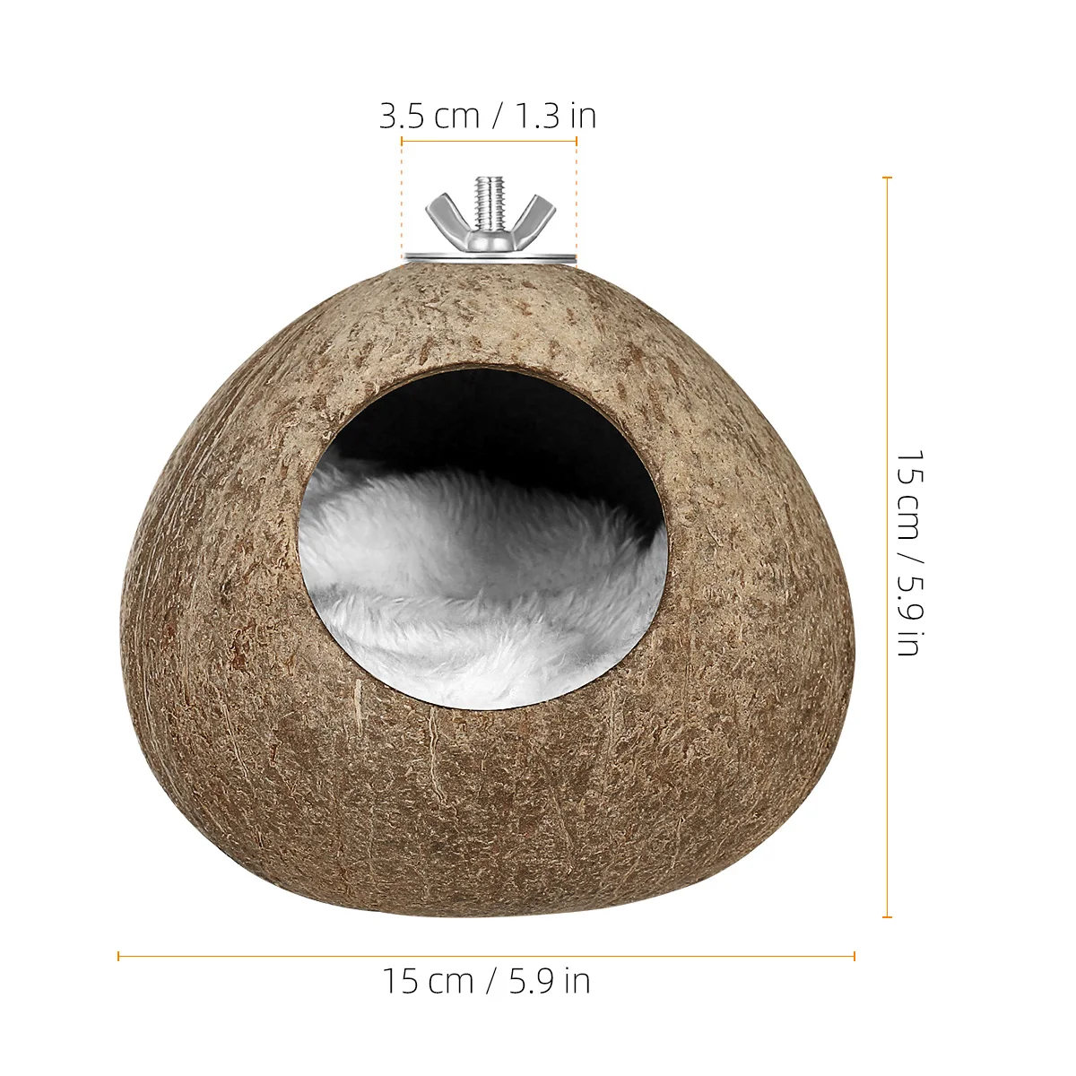 耐久性のあるココナッツの殻の鳥の巣 手作りの自然なデザイン 小鳥のための快適な住居 家庭菜園の庭の装飾