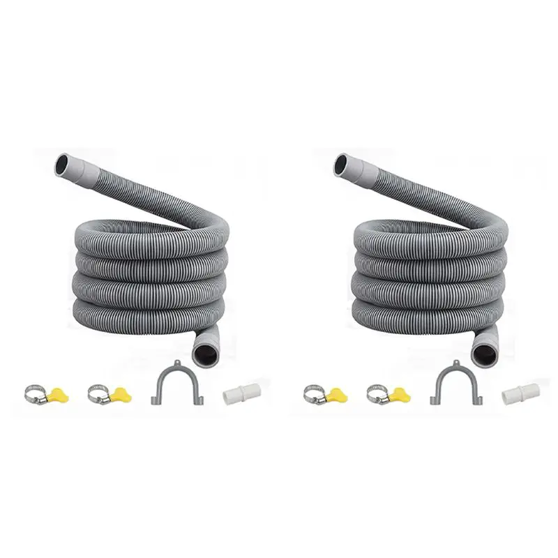 EYFL-2X Drain Hose Extension Set Universal Washing Machine Hose 1M,Include Bracket Hose Connector And Hose Clamps Drain Hoses