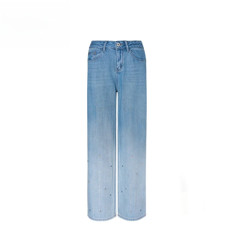 

High Waist Wide Leg Loose Women's Jeans Spring Autumn New Sle Small Size Embroidered Long Pants Ladies Faion Denim