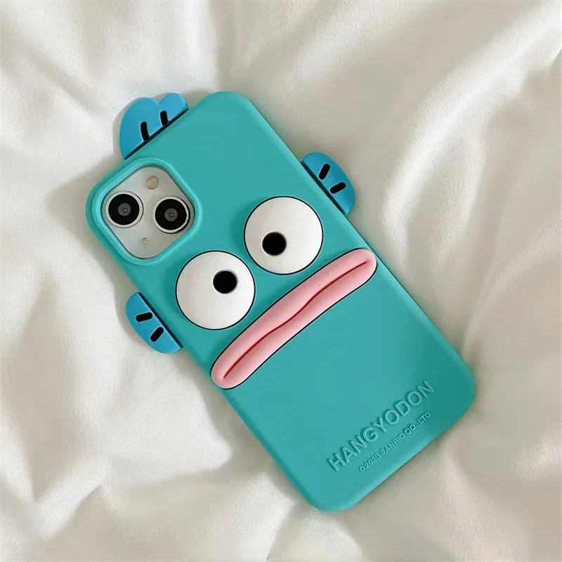 Kawaii Sanrio Phone Case for Iphone 15 13 14 12 Promax Hangyodon Cartoon Fully Cover Silicone Soft Shell