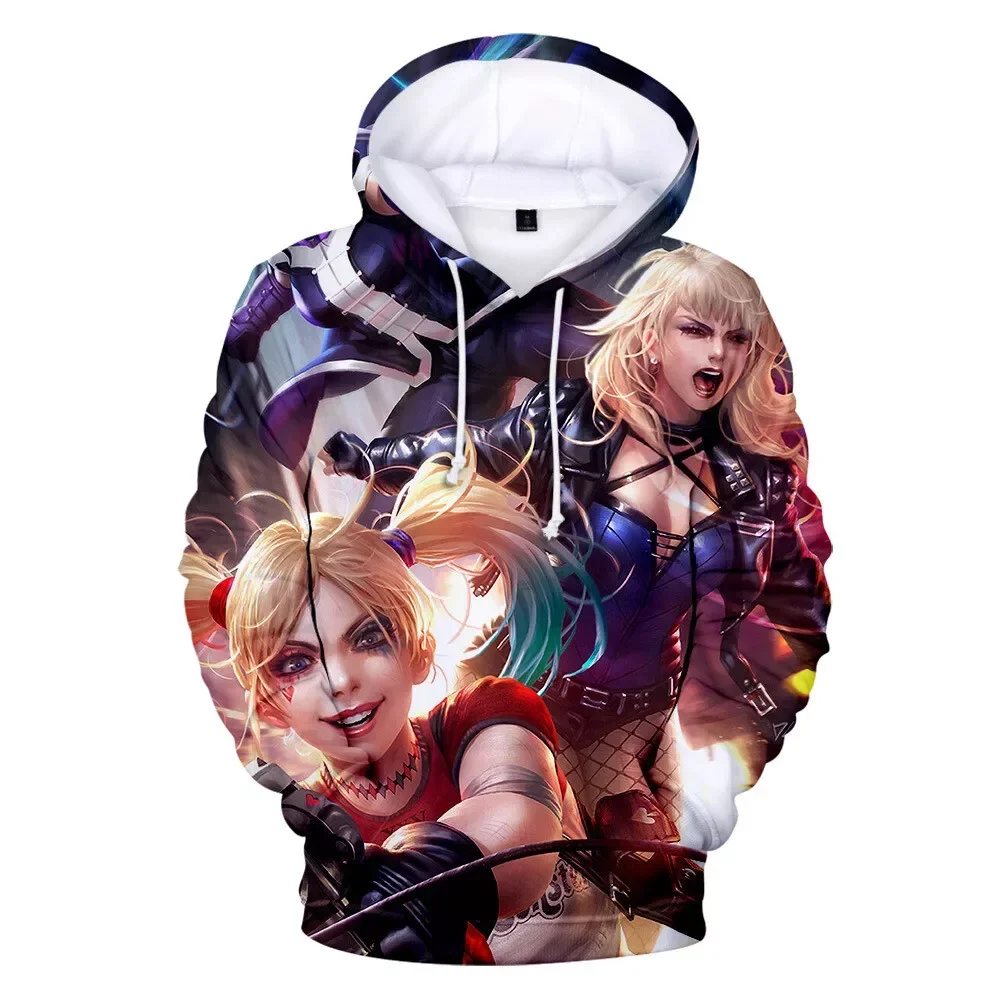 2024 Spring/Autumn Hoodie Raptor Harley Quinn Cosplay 3D Digital Printing Hoodie Casual Sports Kismatonts Pullover 3D Printed