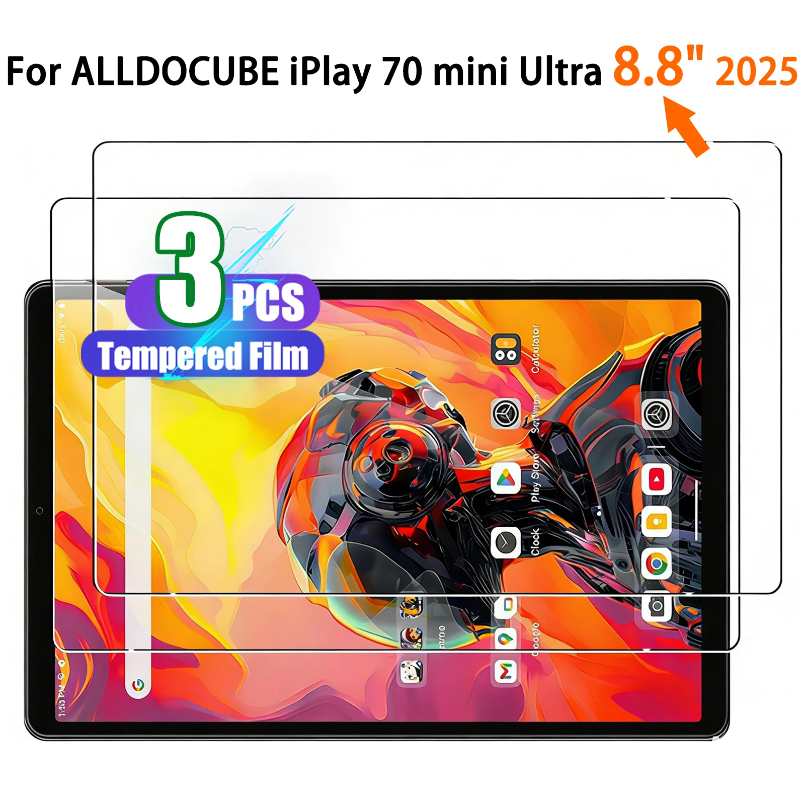Protective Glass Tempered Film for (8.8 Inch) ALLDOCUBE iPlay 70 mini Ultra 2025 HD Clear 9H Impact-Resistant Screen Protector
