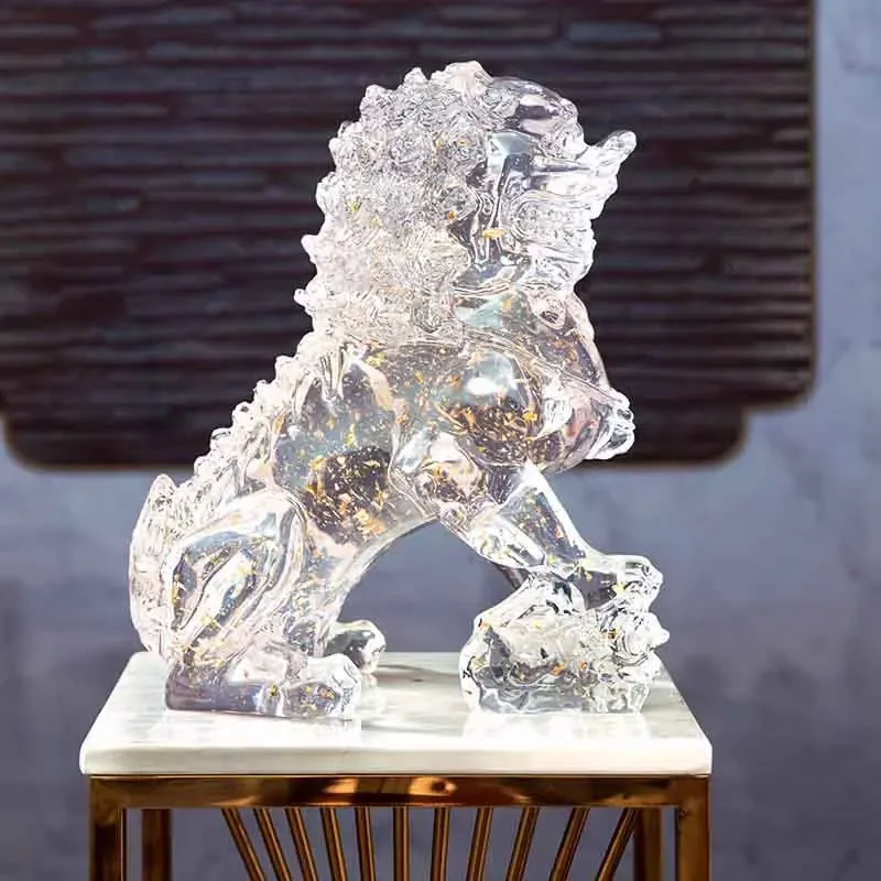 Transparent lion Sculpture Ornaments Luxury Crafts Statue Living Room Office Desktop Decoration Artwork Nordic Creative Gifts