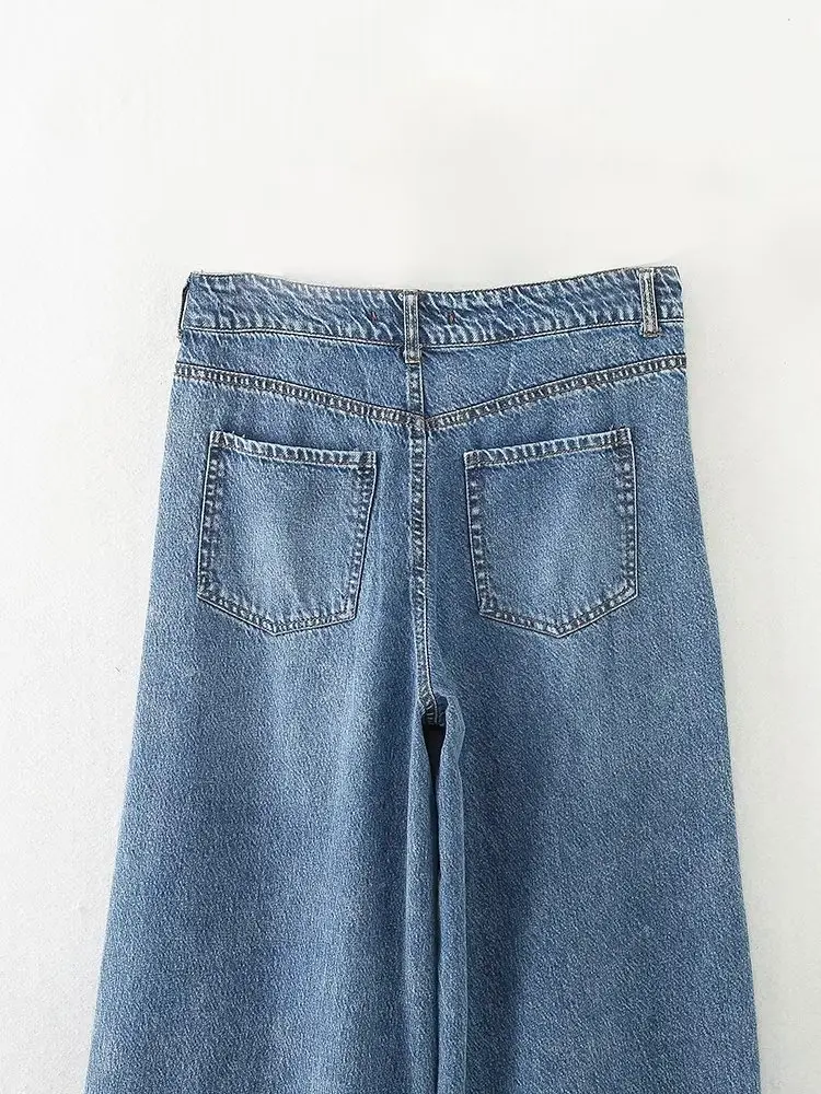 Jenny&Dave Fashion Ladies High Waist Casual Light Bue Denim Pants Vintage Mommy Jeans American Loose Leg Jeans Women