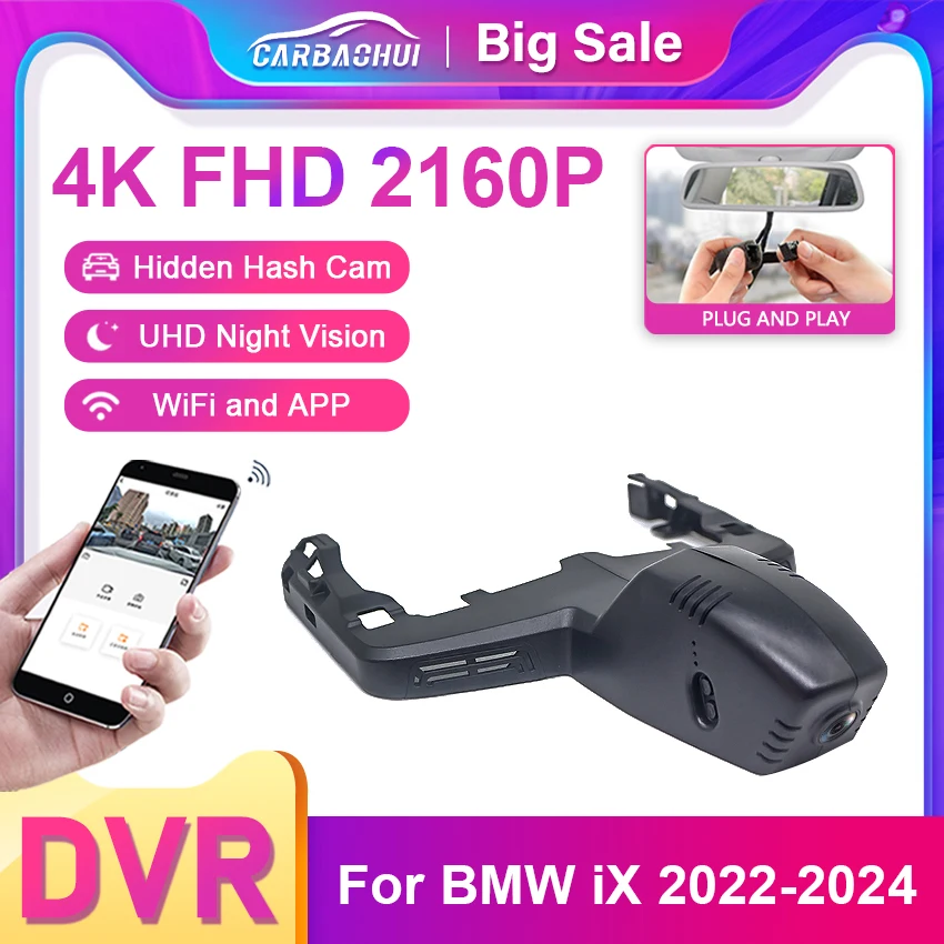 

Dash Cam for BMW iX 2022 2023 2024,4K 2160P OEM Look Car DVR Video Recorder Plug and Play Dashcam WIFI Connection Contorl by APP