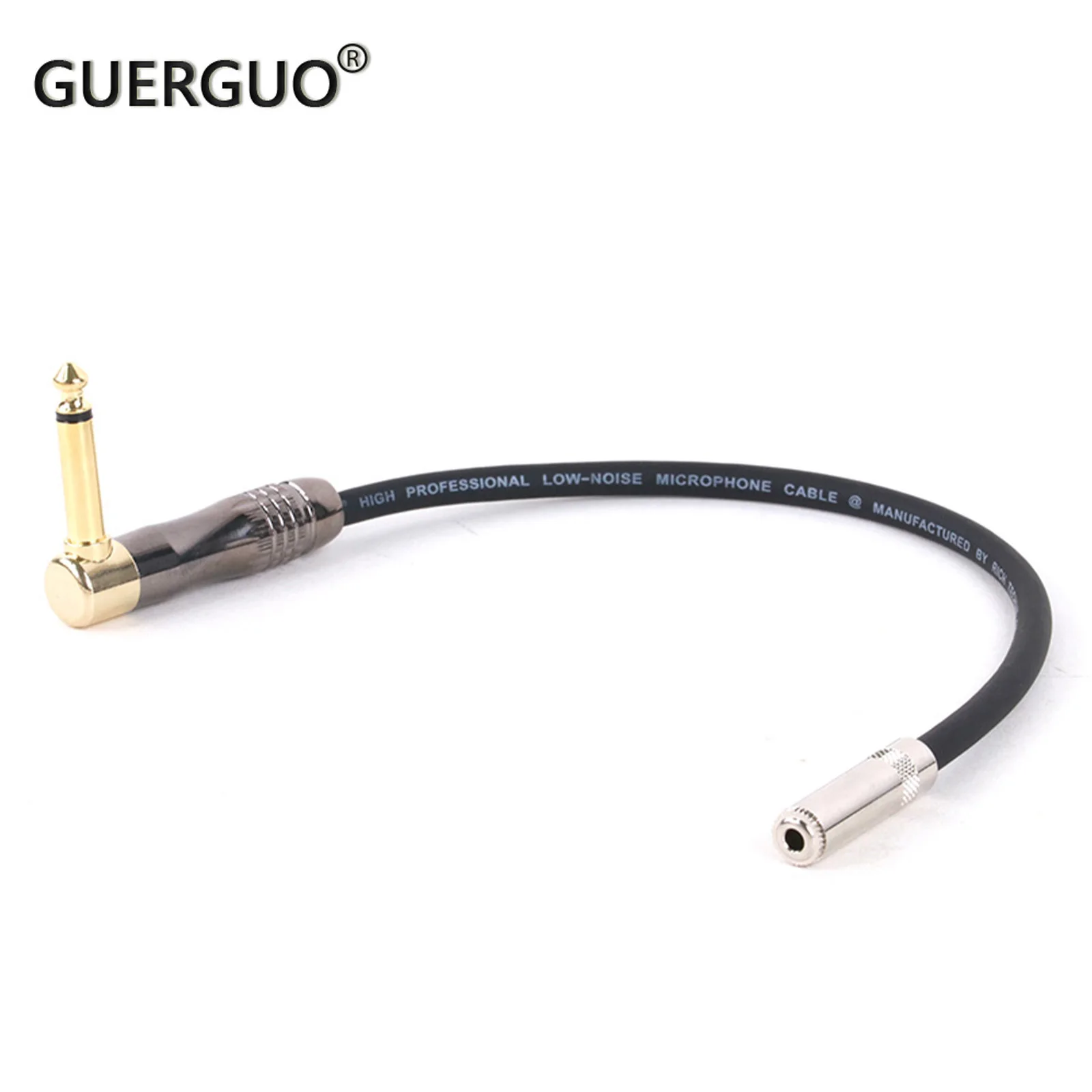 

6.35mm Mono Right Angle Jack to 3.5mm Stereo Female Jack to Straight Patch Cable For Guitar Microphones Etc 0.3M-15M