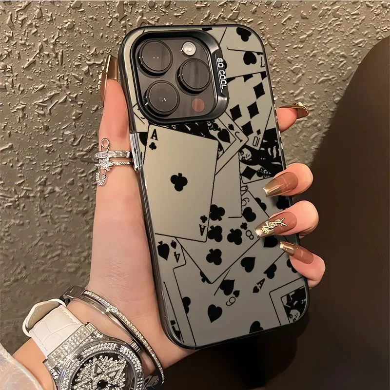 Poker Card Printing Phone Case For iPhone Case 16 15 14 13 12 11 Pro XR XS Max 7 8 Plus Phone Shockproof Soft Y2K INS Cover