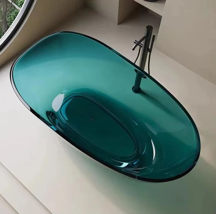Japan Transparent Resin Bathtub Artificial Stone Freestanding Spa Indoor Jacuzzier Stone Banera De Spa Bath Tub whirlpool Pool