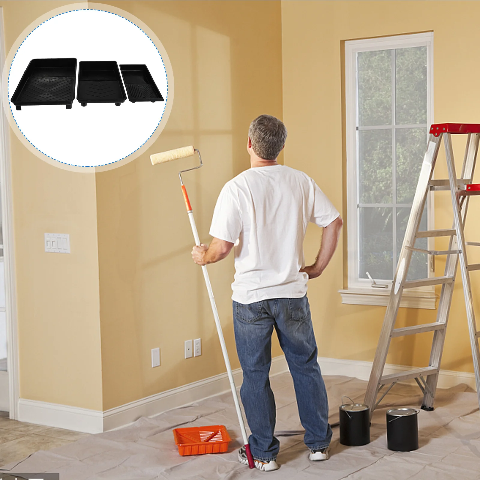 

3 шт. пластиковые лотки для настенных красок большой емкости, прочные инструменты для смешивания цветов, штабелируемый практичный лоток для смешивания акварели и акрила