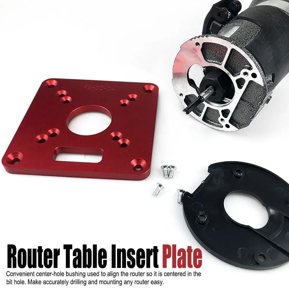 Universal Square Router Table Insert Plate Aluminium Easy Install Router Lift Flip Plate Red Trimming Machine Mini