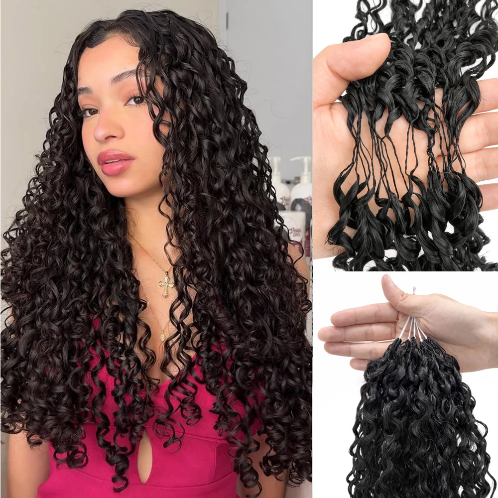 Pré looped pena crochê cabelo humano kinky encaracolado para preto feminino pré separado sem nós birmanês cabelo encaracolado para trança