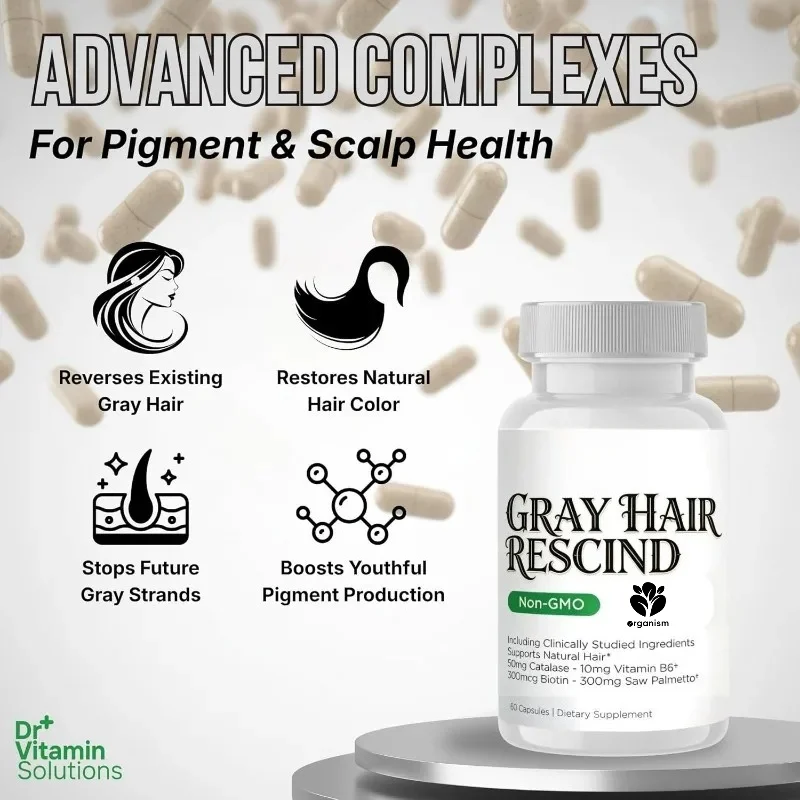 Catalase capsule - anti-aging hair, skin, and nail vitamins, pantothenic acid, folic acid 400mcg, biotin 300mcg, saw palm